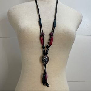 Burgundy, dark brown and black necklace